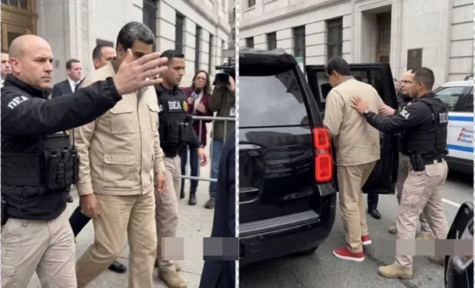 شاهد.. الظهور الأول لرئيس فنزويلا نيكولاس مادورو خلال مثوله أمام المحكمة الفيدرالية شاهد.. الظهور الأول لرئيس فنزويلا نيكولاس مادورو خلال مثوله أمام المحكمة الفيدرالية