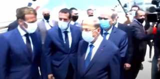بالفيديو.. ماكرون يصل لبنان فى...