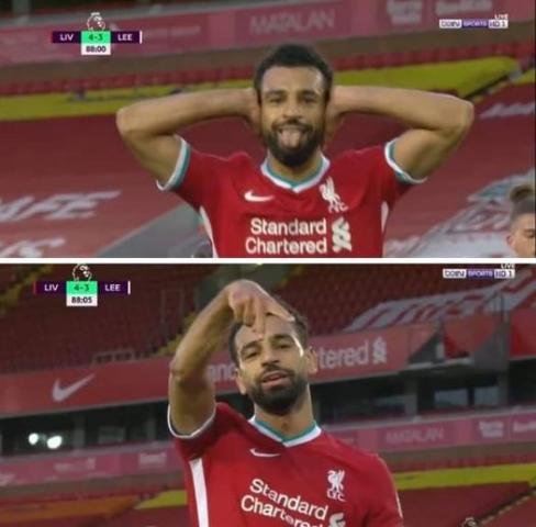 محمد صلاح يدعم مؤمن زكريا في احتفاله بالهاتريك