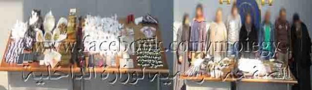 ضبط كميات من المواد المخدرة وسلاح نارى وذخائر بحوزة عناصر تشكيل عصابى بالقليوبية