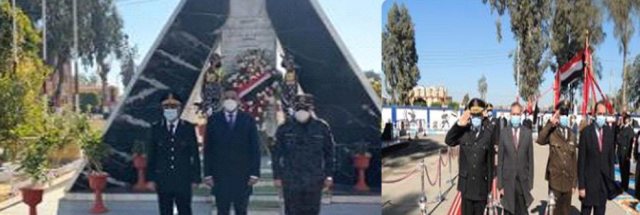 بمناسبة عيد الشرطة الــ 70 .. وضع إكليل من الزهور على النصب التذكارى لشهداء الشرطة