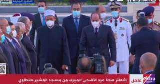 الرئيس السيسى يصل مسجد المشير...