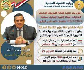 وزير التنمية المحلية: بدء اختبارات...