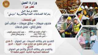 وزارة العمل تعلن عن 465...