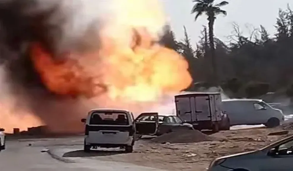 انفجار خط غاز على طريق الواحات بمدينة 6 أكتوبر