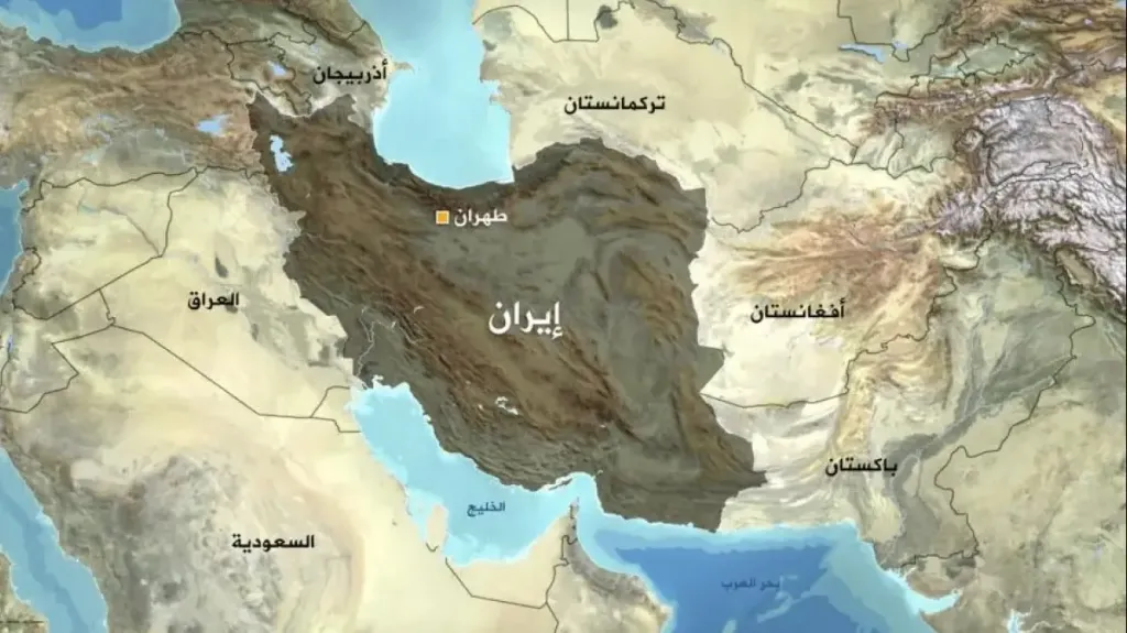خريطة إيران والدول المجاورة