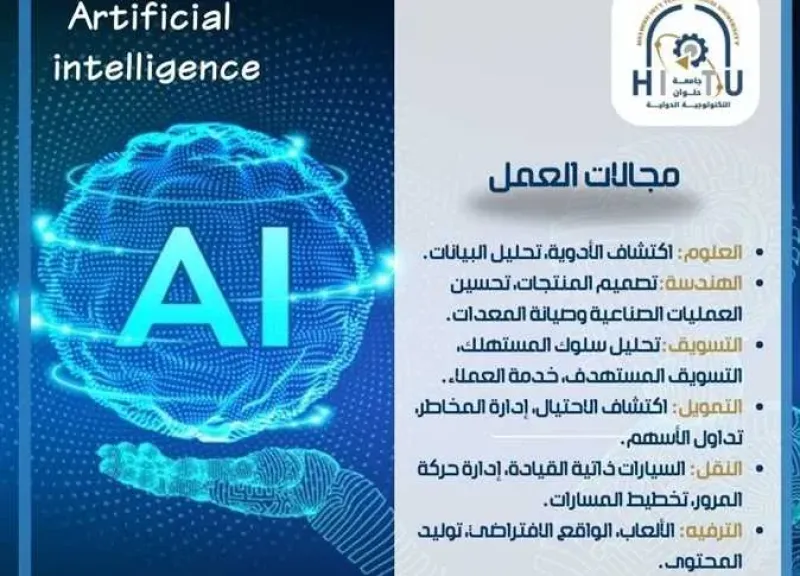 تفاصيل برنامج الذكاء الاصطناعي بجامعة حلوان الدولية 2025 لطلاب الثانوية العامة