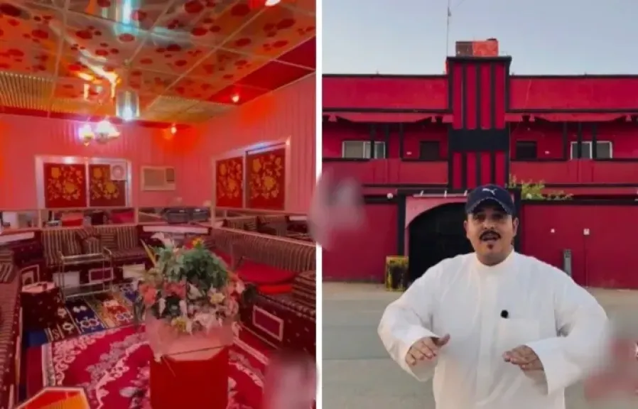 منزل باللون الأحمر يحتفظ بتفاصيله منذ 40 عامًا في سكاكا.. شاهد الأثاث والسيارة الكلاسيكية في الجوف