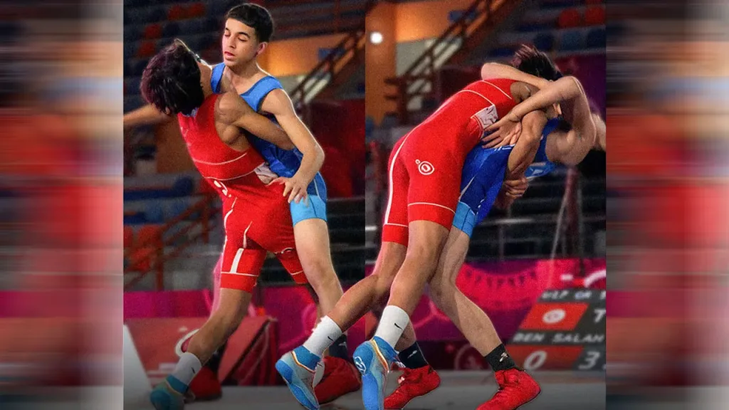 اللاعب المصري عبدالله حسونة يبهر إفريقيا ويتوج بذهب المصارعة في سن 16 عام