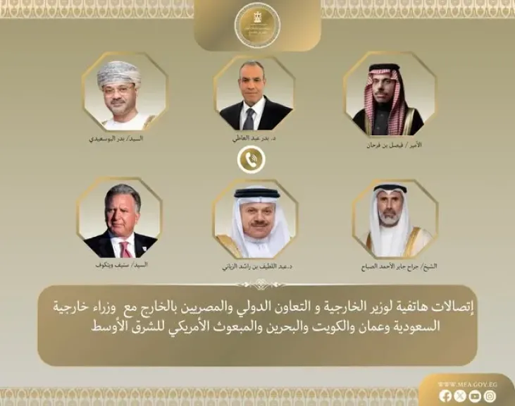 وزير الخارجية يبحث هاتفياً مع نظرائه في السعودية وعمان والكويت والبحرين والمبعوث الأمريكي للشرق الأوسط سبل خفض التصعيد الإقليمي