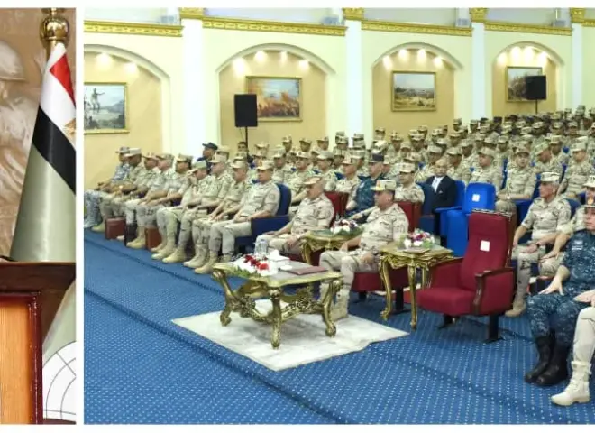 الفريق أشرف سالم زاهر وزير الدفاع والإنتاج الحربى يلتقى عدداً من مقاتلى المنطقة الجنوبية العسكرية