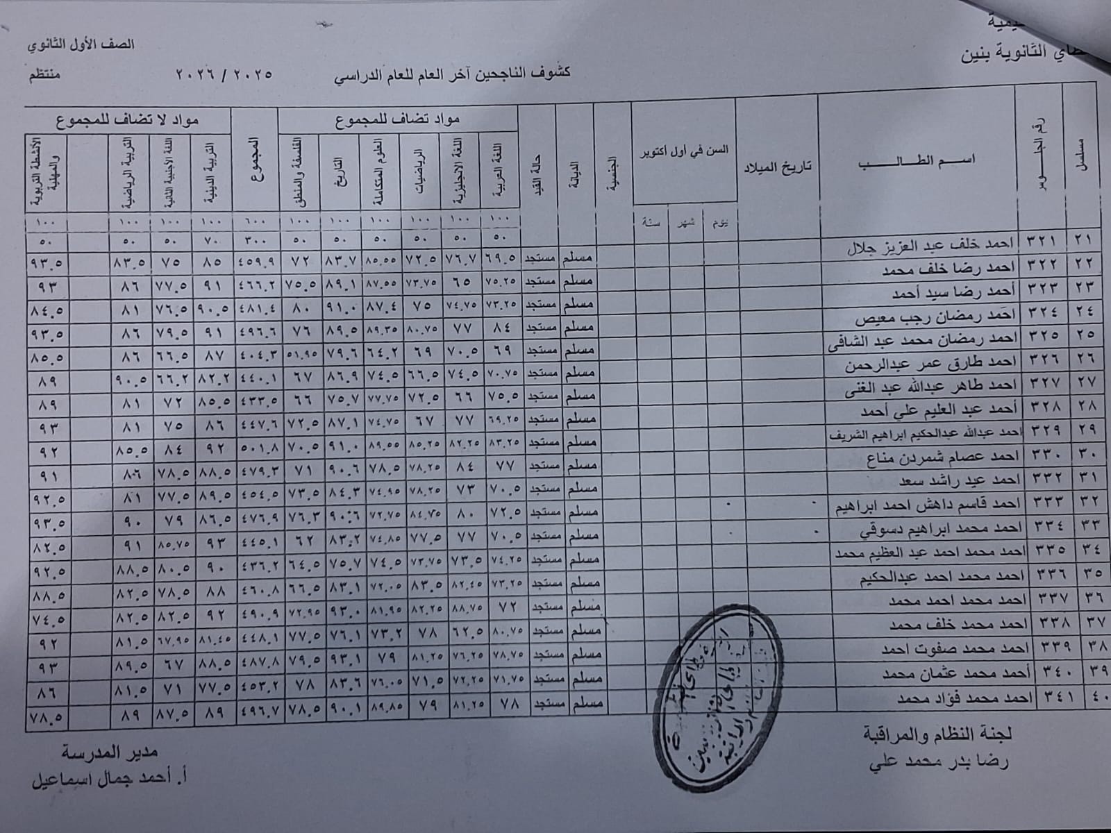 نتيجة الصف الأول الثانوي