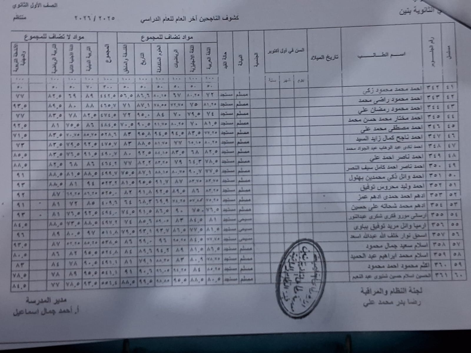 نتيجة الصف الأول الثانوي